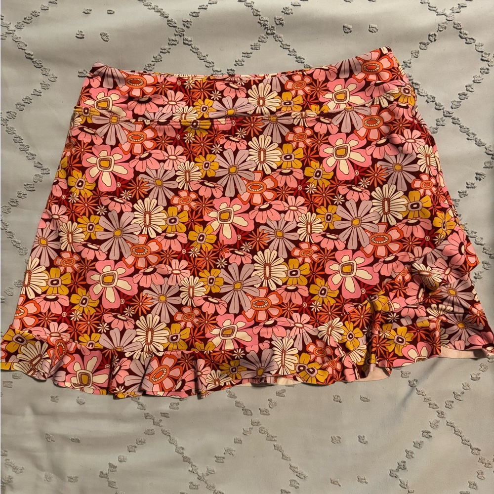 Floral Ruffle Swim Skirt